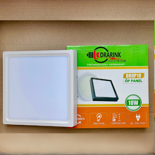 Ốp Nổi Vuông 18W Viền Trắng 1 Chế Độ Màu ( Trắng/ Vàng)