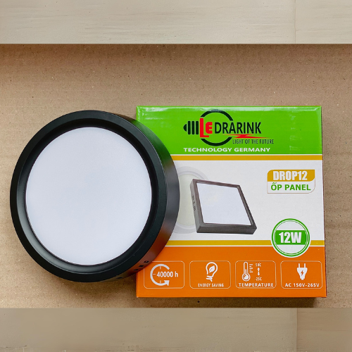 Ốp Nổi Tròn 12W Viền Đen 3 Chế Độ Màu