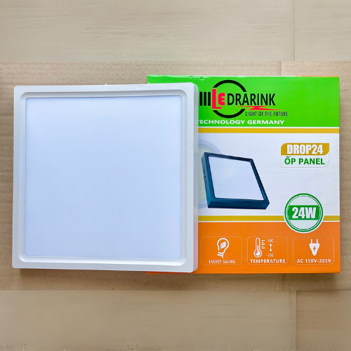 Ốp Nổi Vuông 24W Viền Trắng 1 Chế Độ Màu ( Trắng/ Vàng)