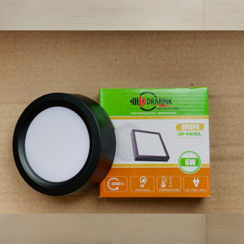 Ốp Nổi Tròn 6W Viền Đen 3 Chế Độ Màu