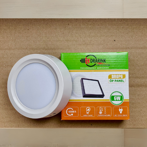 Ốp Nổi Tròn 6W Viền Trắng 1 Chế Độ Màu ( Trắng/ Vàng)